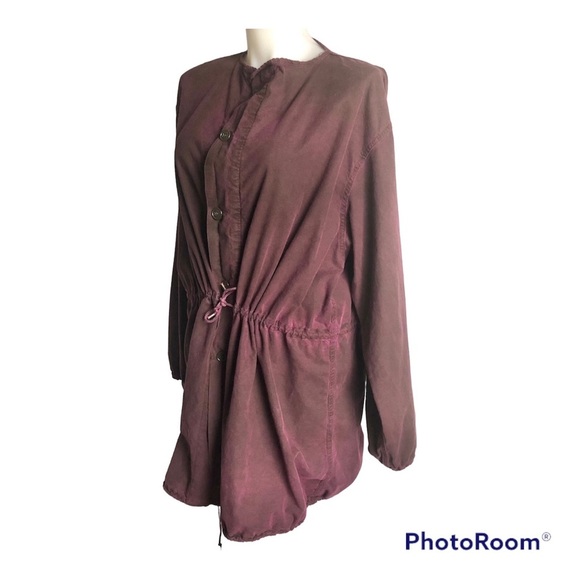 Jacket One Plus Size Pink Black Cotton Fabric Long Sleeves Coat Unlined - Picture 6 of 12